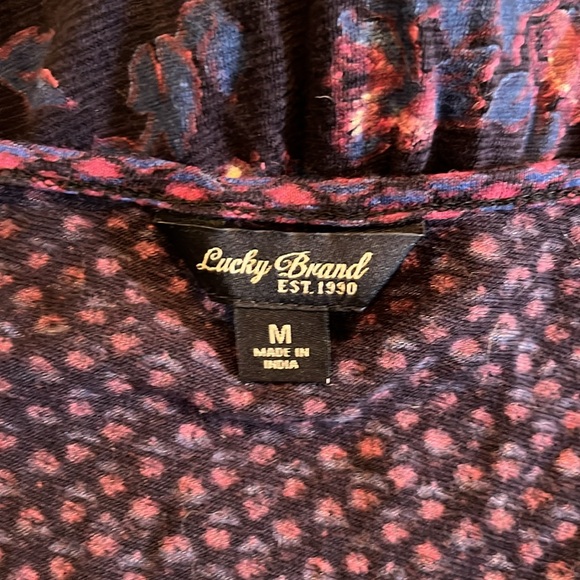 Lucky Brand 3/4 Sleeve Blouse purple paisley M - Picture 7 of 8